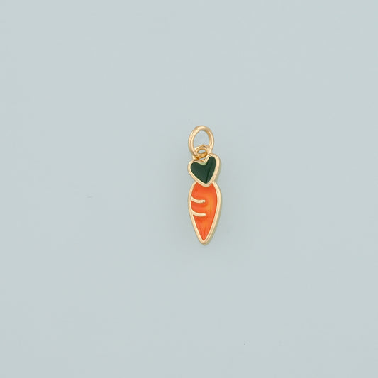 Gold Carrot Charms,18K Gold Filled Radish Pendant,Enamel Fruit Charm Bracelet Necklace for DIY Jewelry Making Supply