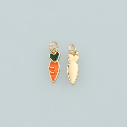 Gold Carrot Charms,18K Gold Filled Radish Pendant,Enamel Fruit Charm Bracelet Necklace for DIY Jewelry Making Supply