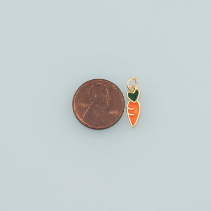 Gold Carrot Charms,18K Gold Filled Radish Pendant,Enamel Fruit Charm Bracelet Necklace for DIY Jewelry Making Supply