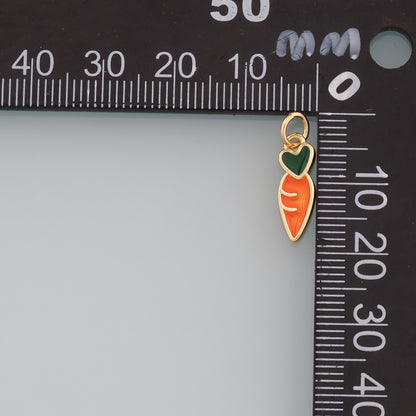 Gold Carrot Charms,18K Gold Filled Radish Pendant,Enamel Fruit Charm Bracelet Necklace for DIY Jewelry Making Supply