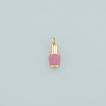 Gold Manicure Charms,18K Gold Filled Nail Polish Pendant,Enamel Nail Polish Charm Bracelet Necklace for DIY Jewelry Making Supply