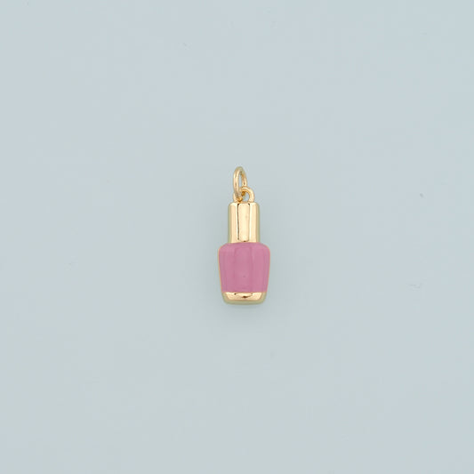 Gold Manicure Charms,18K Gold Filled Nail Polish Pendant,Enamel Nail Polish Charm Bracelet Necklace for DIY Jewelry Making Supply