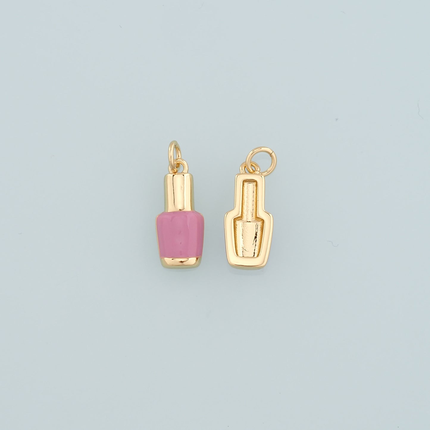 Gold Manicure Charms,18K Gold Filled Nail Polish Pendant,Enamel Nail Polish Charm Bracelet Necklace for DIY Jewelry Making Supply