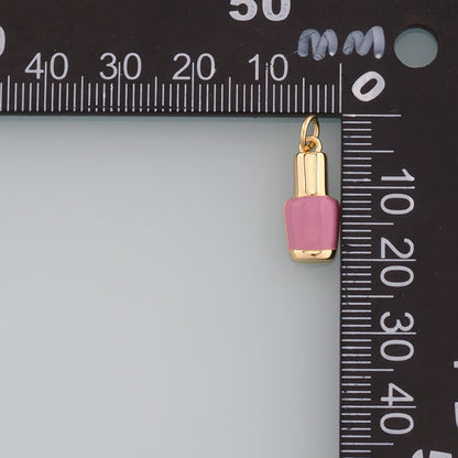 Gold Manicure Charms,18K Gold Filled Nail Polish Pendant,Enamel Nail Polish Charm Bracelet Necklace for DIY Jewelry Making Supply