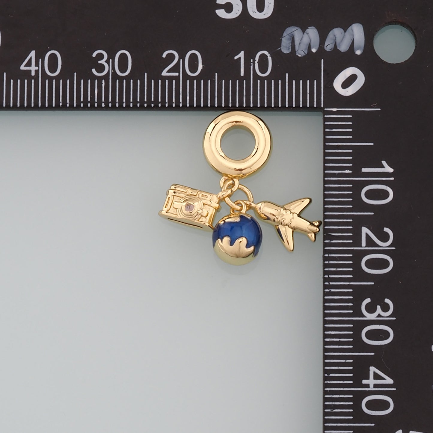 Gold Earth Charm,18K Gold Filled Airplane Pendant,Enamel Camera Charm Bracelet Necklace for DIY Jewelry Making Supply