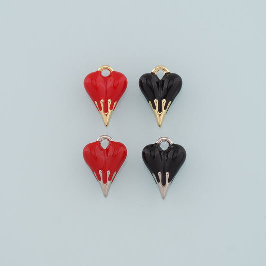Gold Heart Charms,18K Gold Filled Heart Pendant,Enamel Heart Charm Bracelet Necklace for DIY Jewelry Making Supply