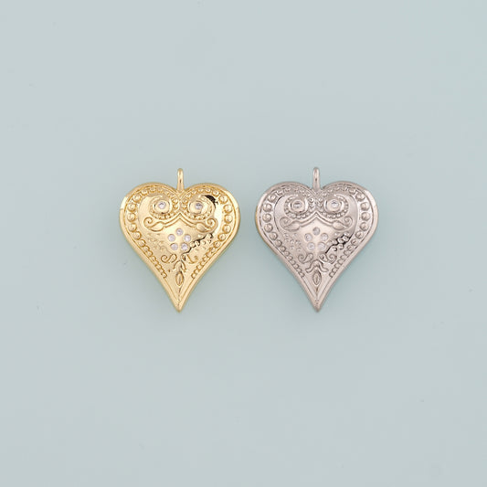 Gold Heart Charms,18K Gold Filled Heart Pendant,CZ Micro Pave Heart Charm Bracelet Necklace for DIY Jewelry Making Supply