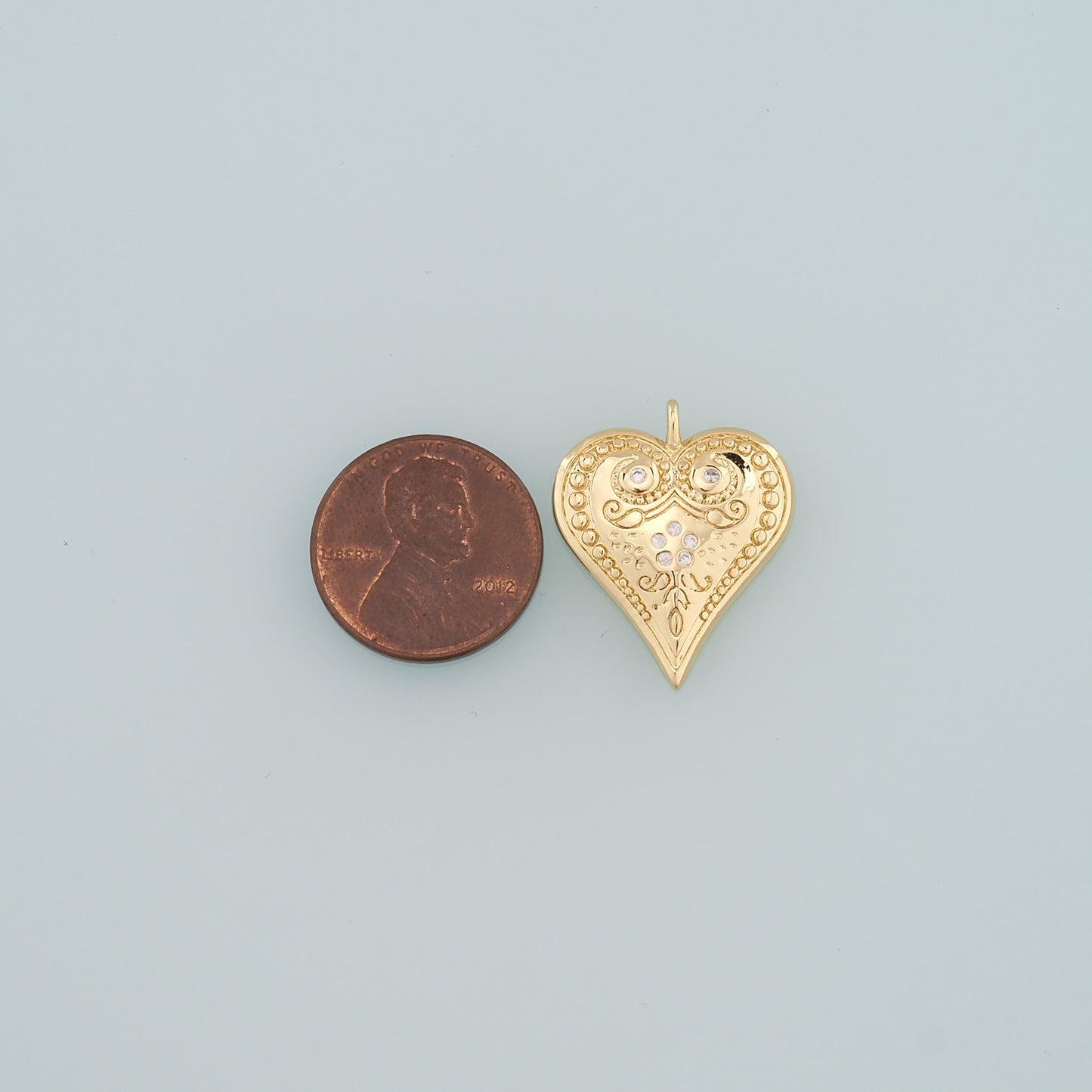 Gold Heart Charms,18K Gold Filled Heart Pendant,CZ Micro Pave Heart Charm Bracelet Necklace for DIY Jewelry Making Supply