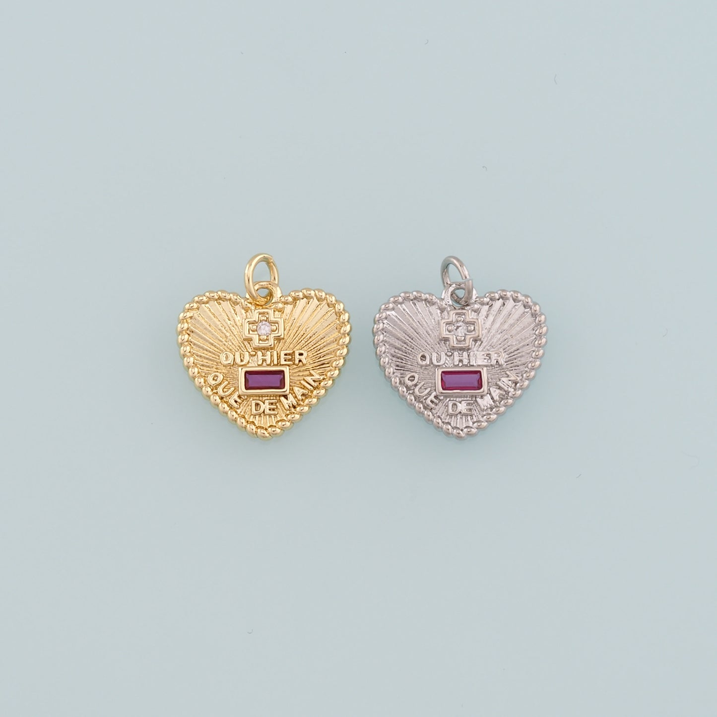 Gold Heart Charms,18K Gold Filled Heart Pendant,CZ Micro Pave Heart Charm Bracelet Necklace for DIY Jewelry Making Supply