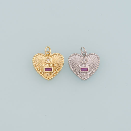 Gold Heart Charms,18K Gold Filled Heart Pendant,CZ Micro Pave Heart Charm Bracelet Necklace for DIY Jewelry Making Supply