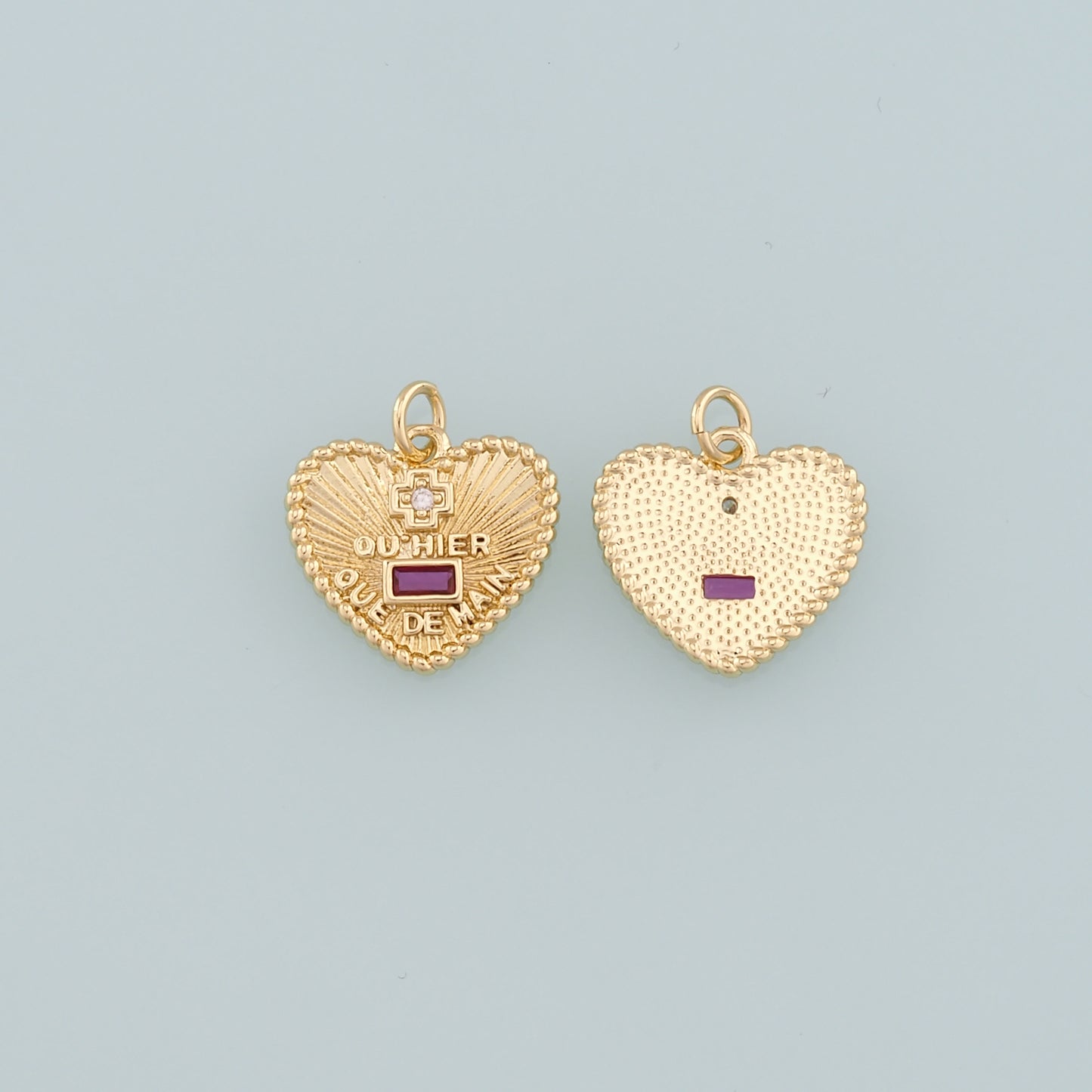 Gold Heart Charms,18K Gold Filled Heart Pendant,CZ Micro Pave Heart Charm Bracelet Necklace for DIY Jewelry Making Supply
