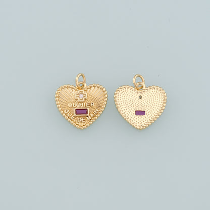 Gold Heart Charms,18K Gold Filled Heart Pendant,CZ Micro Pave Heart Charm Bracelet Necklace for DIY Jewelry Making Supply