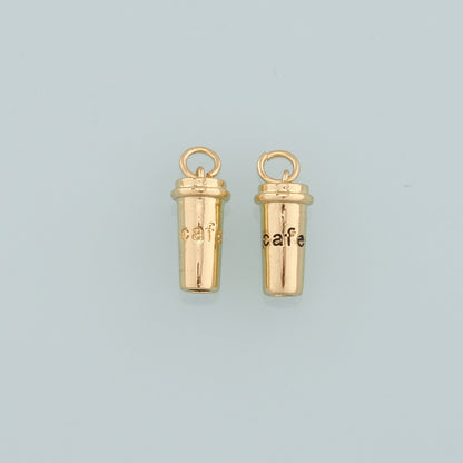 Gold Cup Charms,18K Gold Filled Coffee Cup Pendant,Cup Charm Bracelet Necklace for DIY Jewelry Making Supply