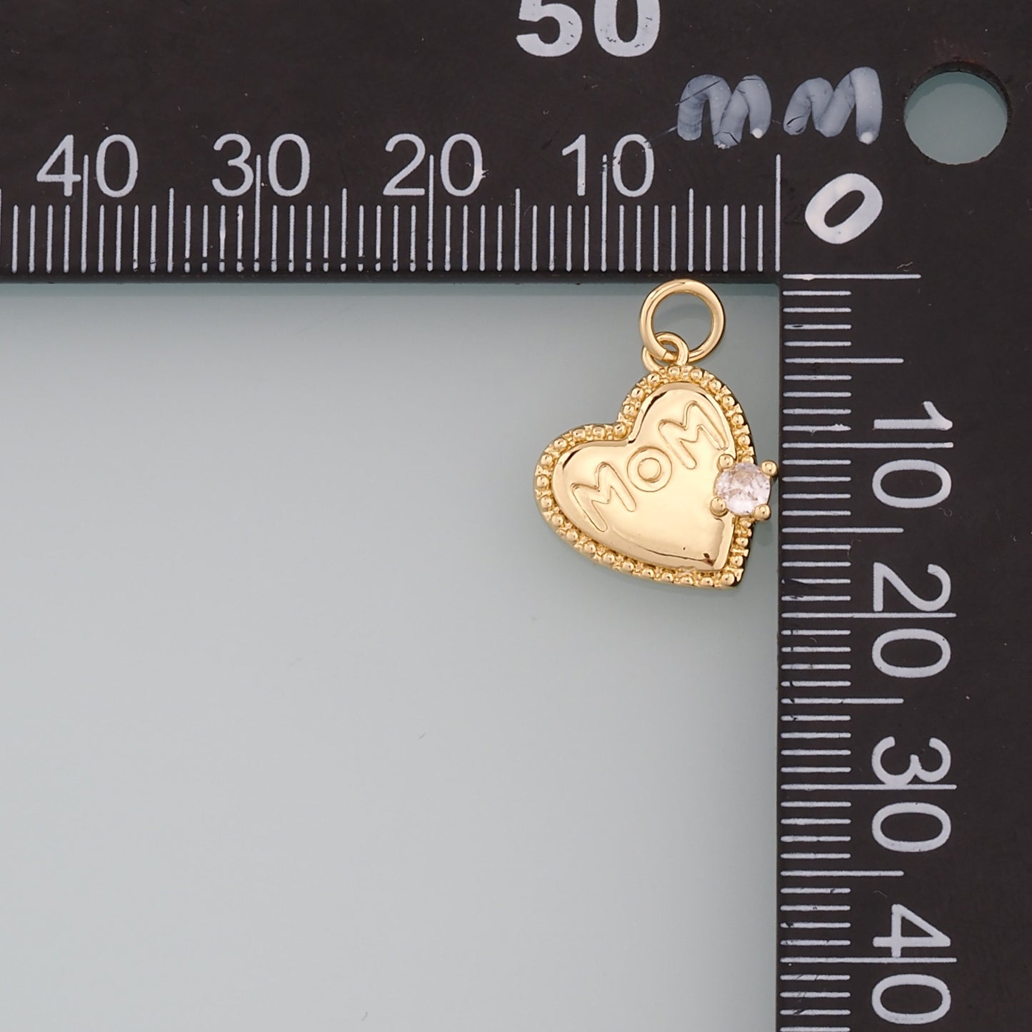 Gold Heart Charms,18K Gold Filled Mom Pendant,CZ Micro Pave Heart Charm Bracelet Necklace for DIY Jewelry Making Supply
