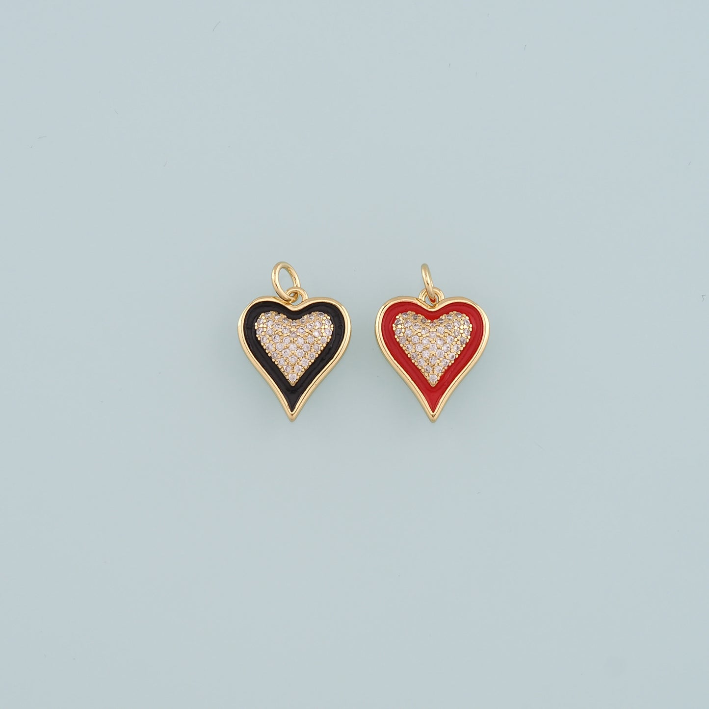 Gold Heart Charms,18K Gold Filled Heart Pendant,Enamel Heart Charm Bracelet Necklace for DIY Jewelry Making Supply