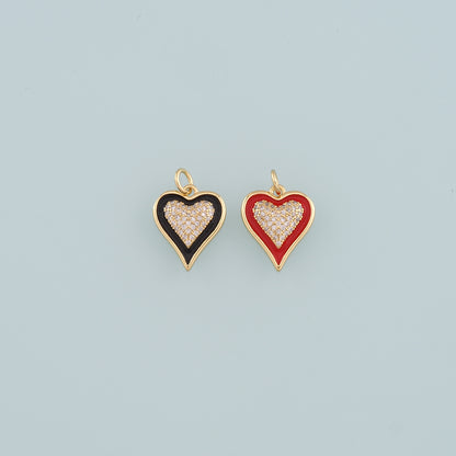 Gold Heart Charms,18K Gold Filled Heart Pendant,Enamel Heart Charm Bracelet Necklace for DIY Jewelry Making Supply