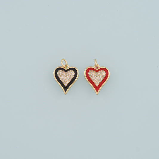 Gold Heart Charms,18K Gold Filled Heart Pendant,Enamel Heart Charm Bracelet Necklace for DIY Jewelry Making Supply