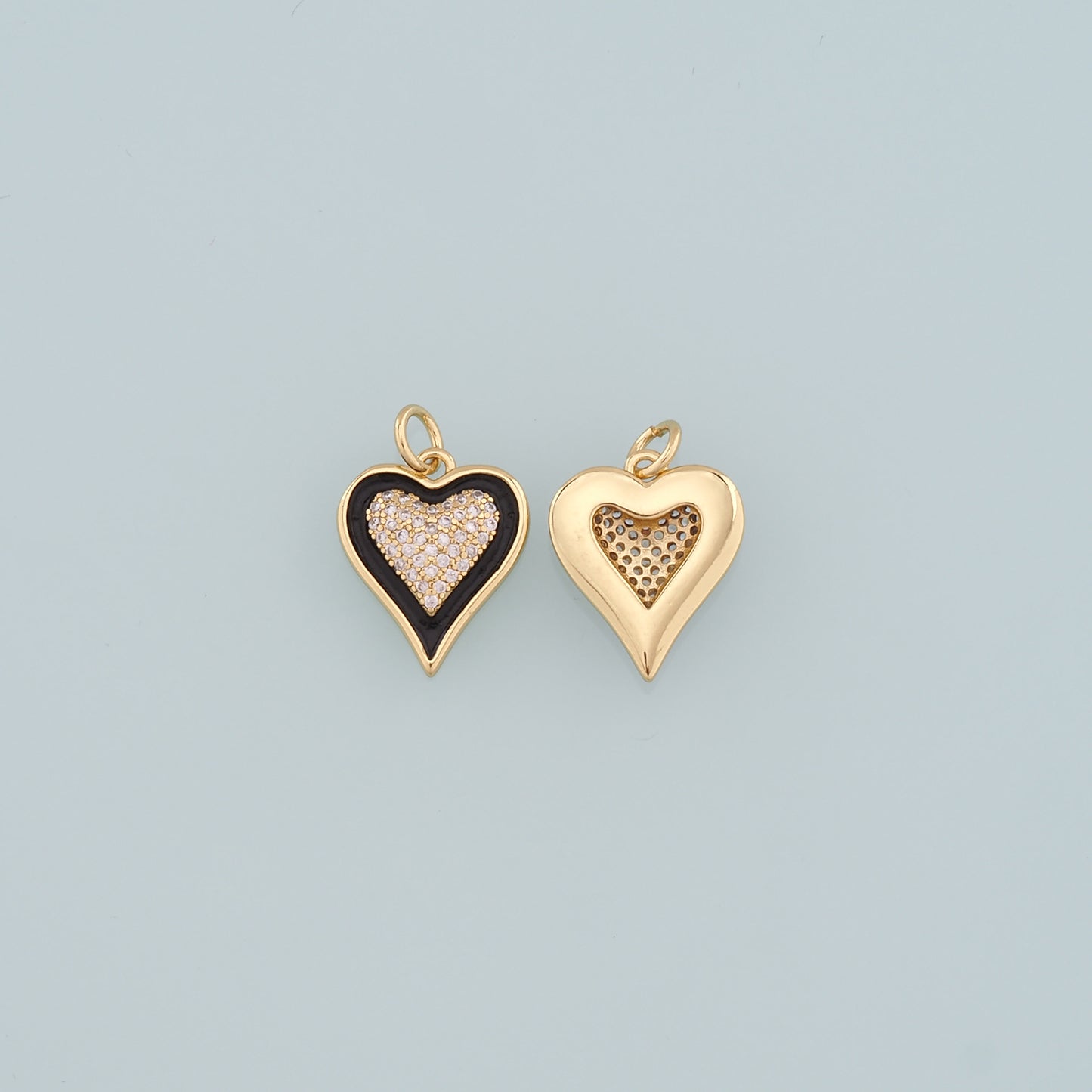 Gold Heart Charms,18K Gold Filled Heart Pendant,Enamel Heart Charm Bracelet Necklace for DIY Jewelry Making Supply