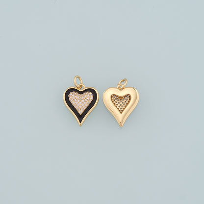 Gold Heart Charms,18K Gold Filled Heart Pendant,Enamel Heart Charm Bracelet Necklace for DIY Jewelry Making Supply