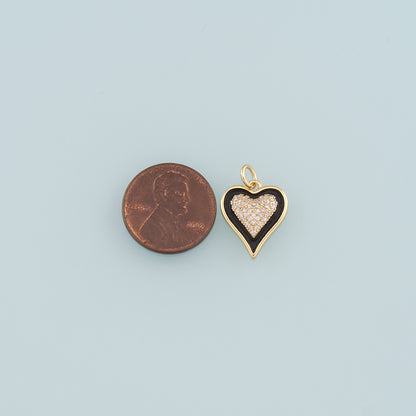 Gold Heart Charms,18K Gold Filled Heart Pendant,Enamel Heart Charm Bracelet Necklace for DIY Jewelry Making Supply