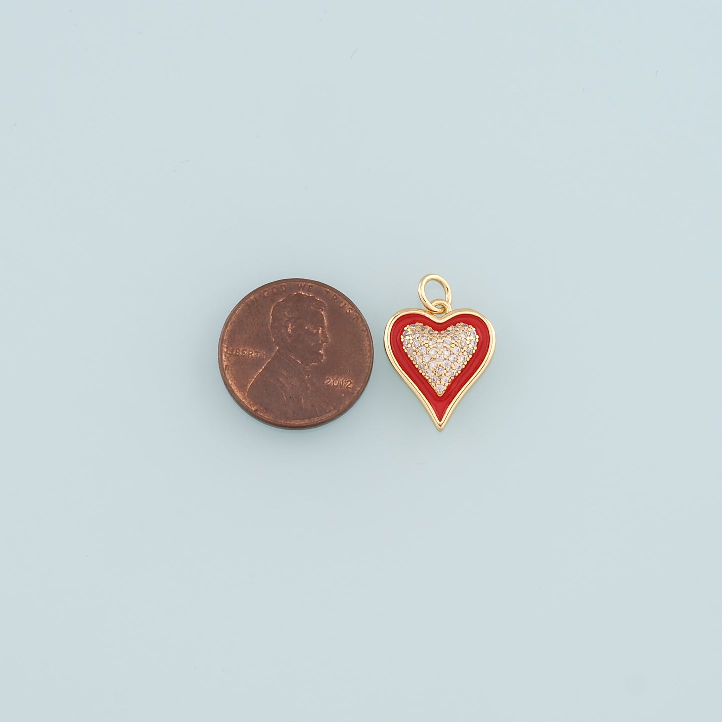 Gold Heart Charms,18K Gold Filled Heart Pendant,Enamel Heart Charm Bracelet Necklace for DIY Jewelry Making Supply