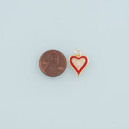 Gold Heart Charms,18K Gold Filled Heart Pendant,Enamel Heart Charm Bracelet Necklace for DIY Jewelry Making Supply