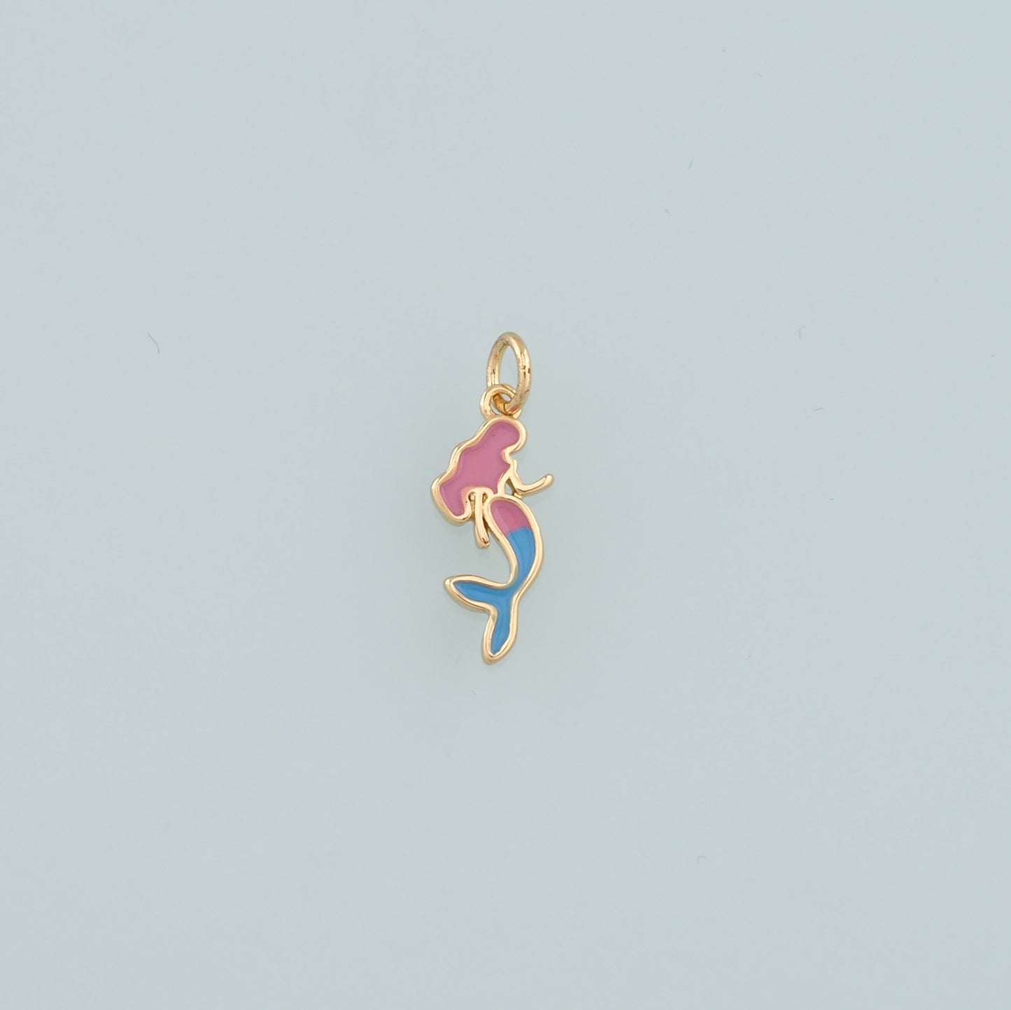 Gold Mermaid Charms,18K Gold Filled Mermaid Pendant,Enamel Mermaid Charm Bracelet Necklace for DIY Jewelry Making Supply