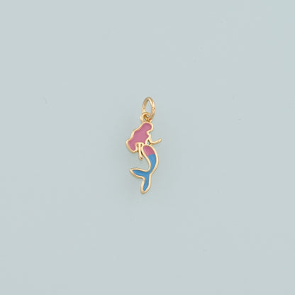 Gold Mermaid Charms,18K Gold Filled Mermaid Pendant,Enamel Mermaid Charm Bracelet Necklace for DIY Jewelry Making Supply