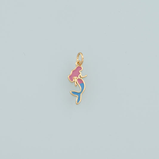 Gold Mermaid Charms,18K Gold Filled Mermaid Pendant,Enamel Mermaid Charm Bracelet Necklace for DIY Jewelry Making Supply