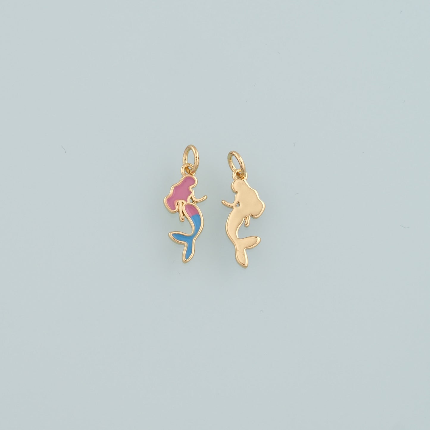 Gold Mermaid Charms,18K Gold Filled Mermaid Pendant,Enamel Mermaid Charm Bracelet Necklace for DIY Jewelry Making Supply