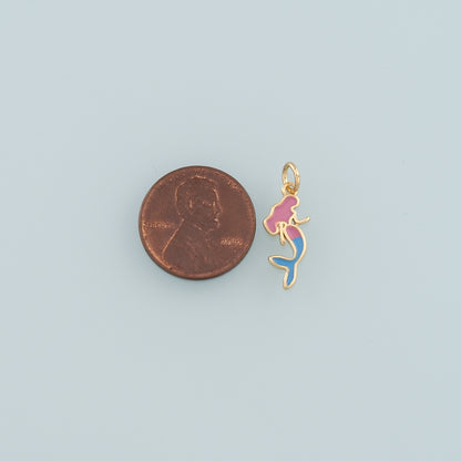 Gold Mermaid Charms,18K Gold Filled Mermaid Pendant,Enamel Mermaid Charm Bracelet Necklace for DIY Jewelry Making Supply
