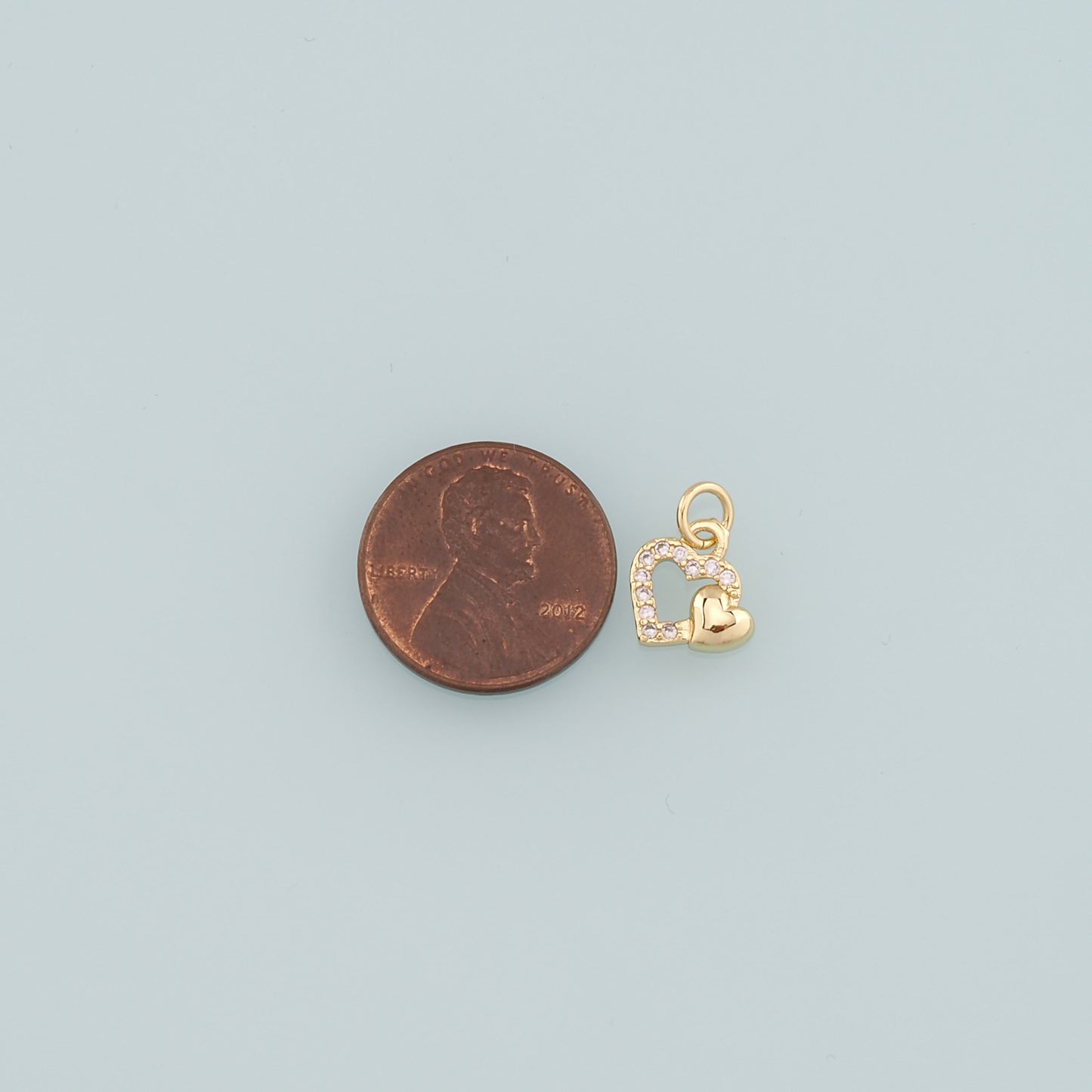 Gold Heart Charms,18K Gold Filled Heart Pendant,CZ Micro Pave Heart Charm Bracelet Necklace for DIY Jewelry Making Supply