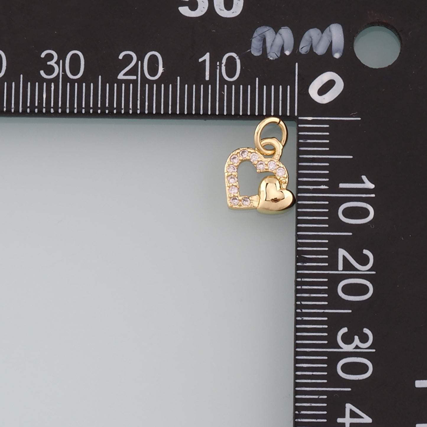 Gold Heart Charms,18K Gold Filled Heart Pendant,CZ Micro Pave Heart Charm Bracelet Necklace for DIY Jewelry Making Supply