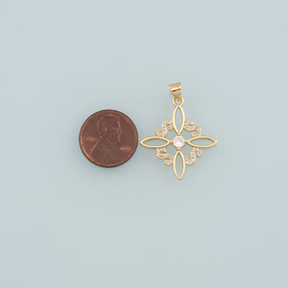 Gold Flower Charms,18K Gold Filled Flower Pendant,CZ Micro Pave Flower Charm Bracelet Necklace for DIY Jewelry Making Supply
