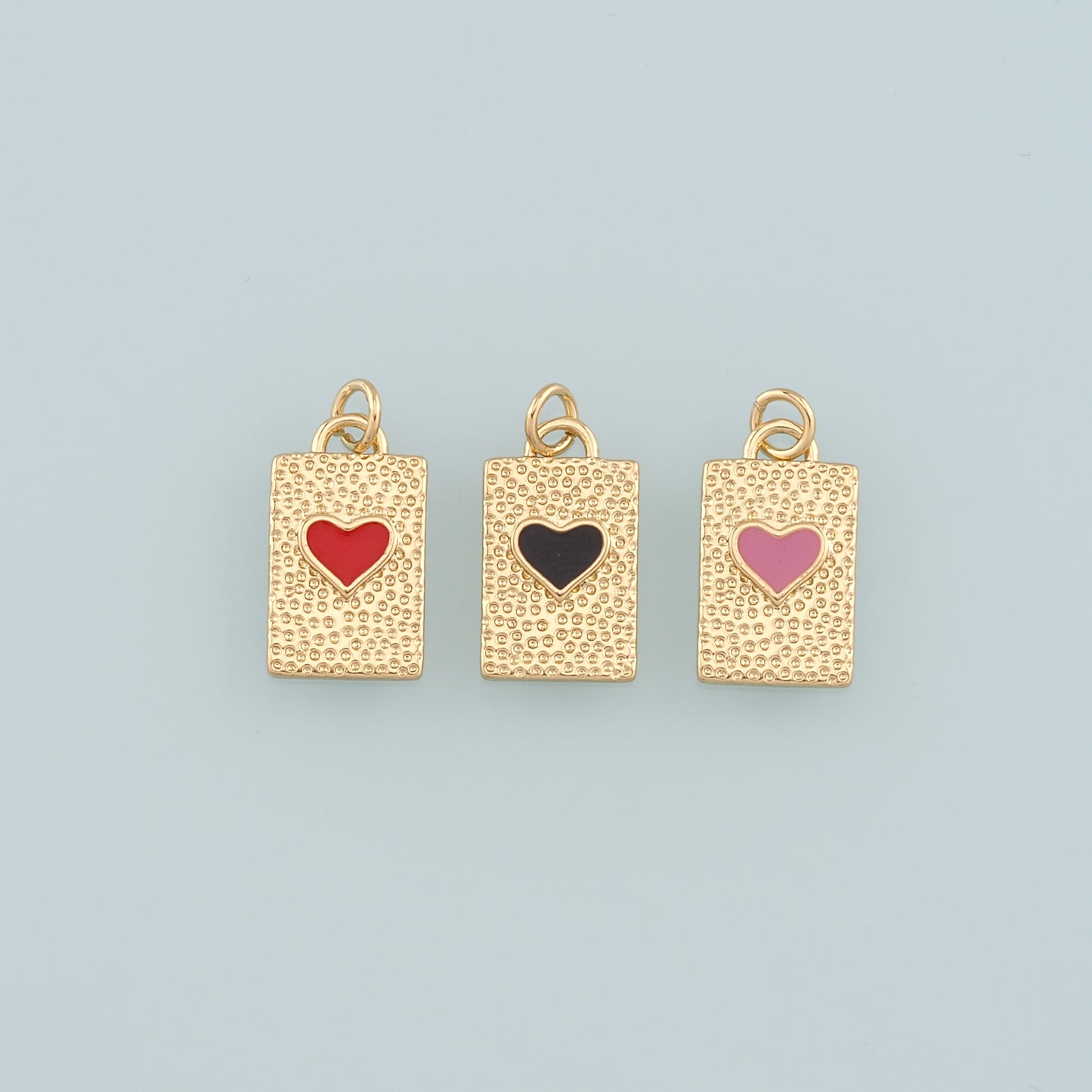 Gold Heart Charms,18K Gold Filled Heart Pendant,Enamel Heart Charm Bracelet Necklace for DIY Jewelry Making Supply