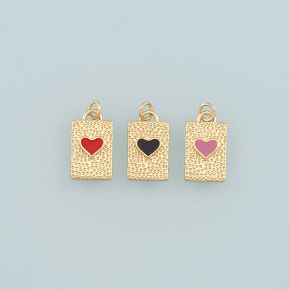 Gold Heart Charms,18K Gold Filled Heart Pendant,Enamel Heart Charm Bracelet Necklace for DIY Jewelry Making Supply