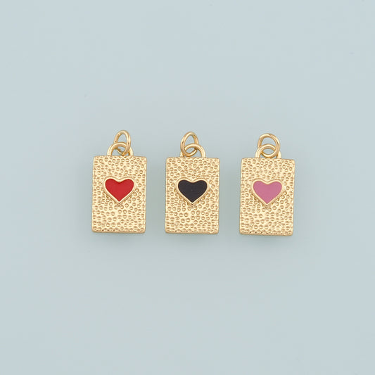 Gold Heart Charms,18K Gold Filled Heart Pendant,Enamel Heart Charm Bracelet Necklace for DIY Jewelry Making Supply