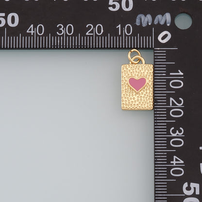 Gold Heart Charms,18K Gold Filled Heart Pendant,Enamel Heart Charm Bracelet Necklace for DIY Jewelry Making Supply