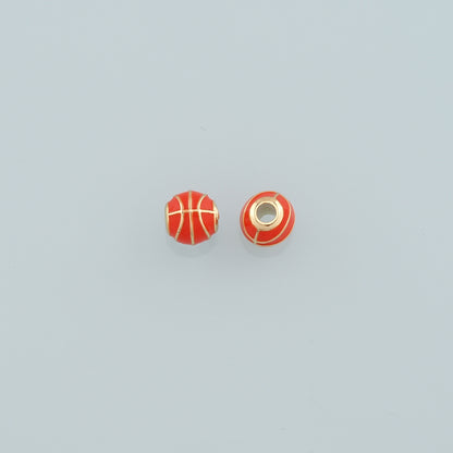 18K Gold Filled Basketball Spacer Bead,Enamel Ball Charm Bracelet Necklace for DIY Jewelry Making Supply