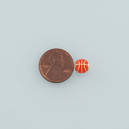 18K Gold Filled Basketball Spacer Bead,Enamel Ball Charm Bracelet Necklace for DIY Jewelry Making Supply