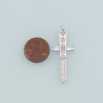 18K Gold Filled Sword Pendant,CZ Micro Pave Sword Charm Bracelet Necklace for DIY Jewelry Making Supply