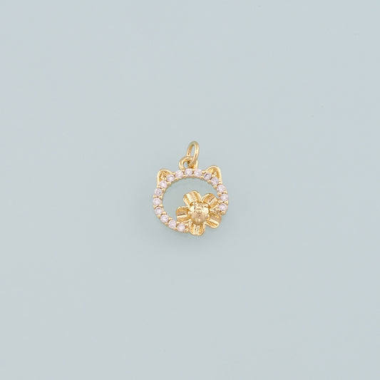 Gold Cat Charms,18K Gold Filled Cat Pendant,CZ Micro Pave Cat Charm Bracelet Necklace for DIY Jewelry Making Supply