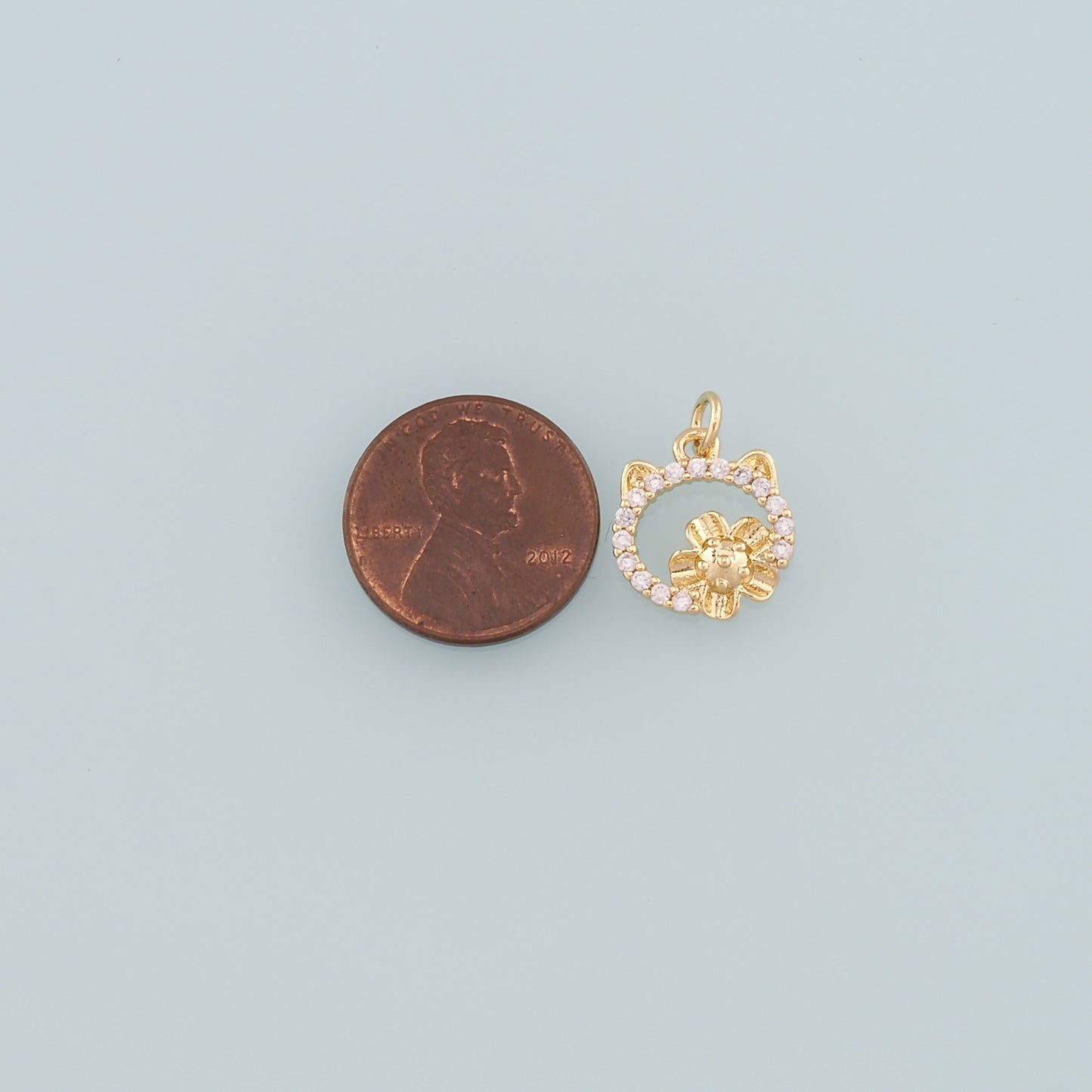 Gold Cat Charms,18K Gold Filled Cat Pendant,CZ Micro Pave Cat Charm Bracelet Necklace for DIY Jewelry Making Supply