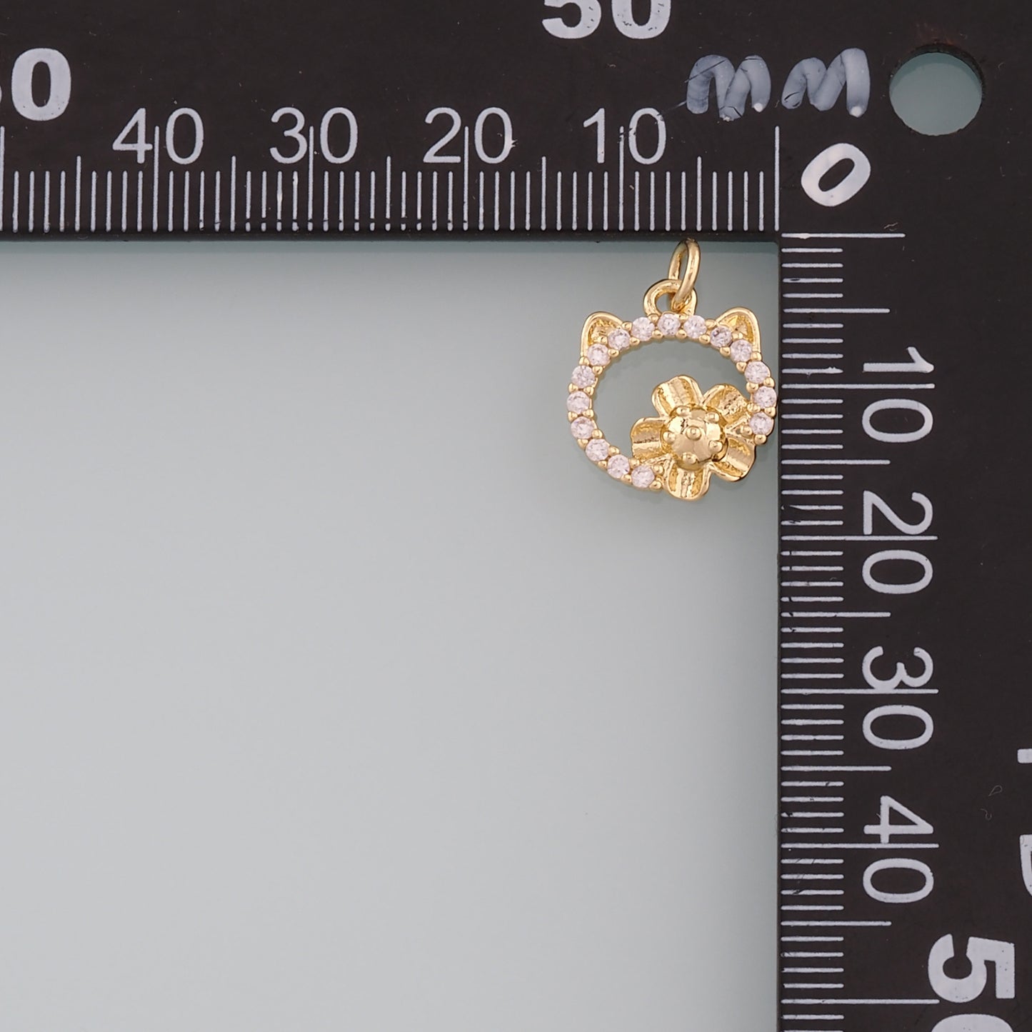 Gold Cat Charms,18K Gold Filled Cat Pendant,CZ Micro Pave Cat Charm Bracelet Necklace for DIY Jewelry Making Supply