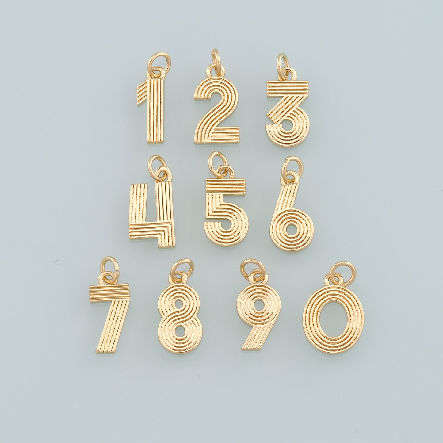 18K Gold Filled Number Pendant,Dainty Number Charm Bracelet Necklace for DIY Jewelry Making Supply