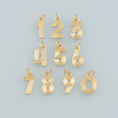 18K Gold Filled Number Pendant,Dainty Number Charm Bracelet Necklace for DIY Jewelry Making Supply