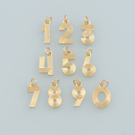 18K Gold Filled Number Pendant,Dainty Number Charm Bracelet Necklace for DIY Jewelry Making Supply