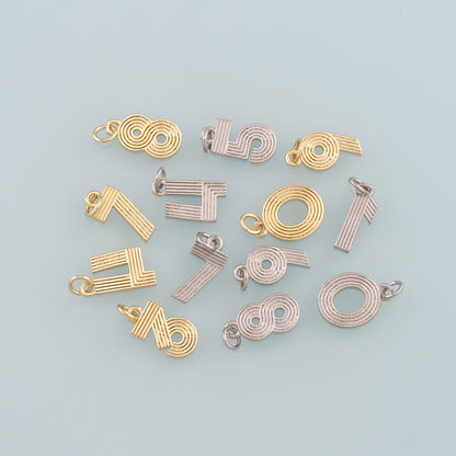 18K Gold Filled Number Pendant,Dainty Number Charm Bracelet Necklace for DIY Jewelry Making Supply