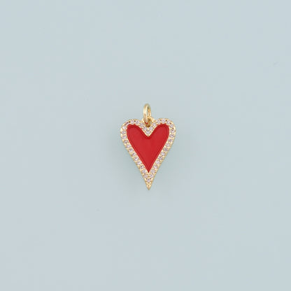 Gold Heart Charms,18K Gold Filled Heart Pendant,Enamel Heart Charm Bracelet Necklace for DIY Jewelry Making Supply