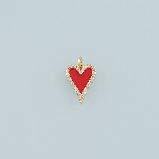 Gold Heart Charms,18K Gold Filled Heart Pendant,Enamel Heart Charm Bracelet Necklace for DIY Jewelry Making Supply